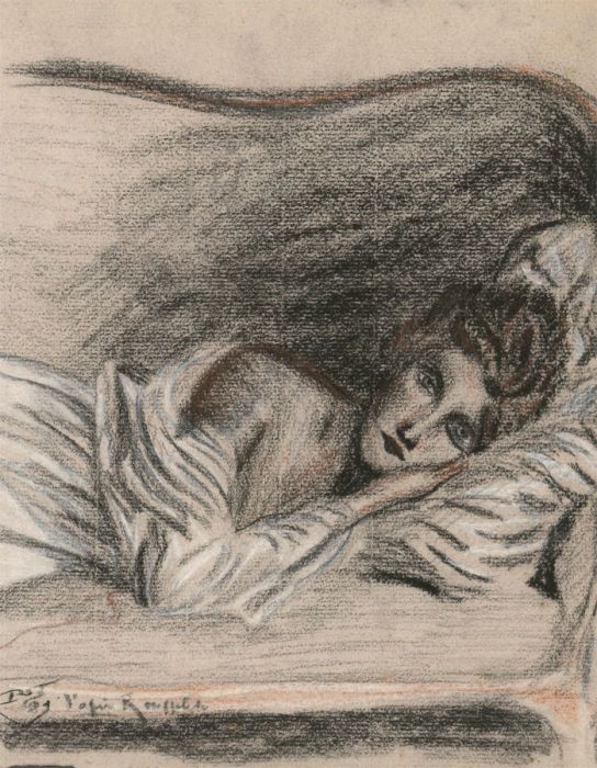 R.T. - 1929 Pastel, French Woman Reclining