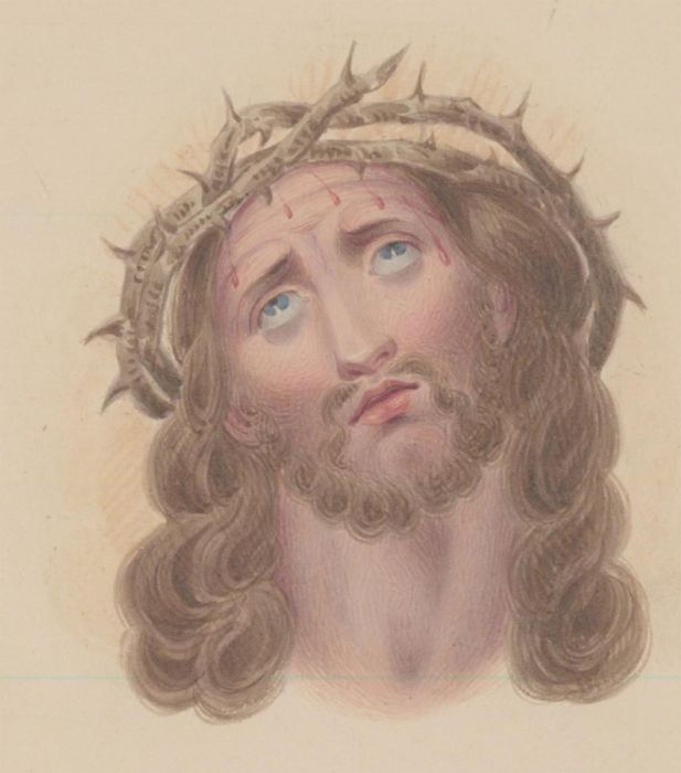 Fine English School Late 19th Century Watercolour - Portrait of Christ