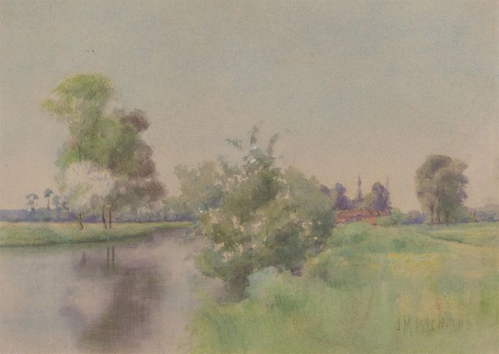 John Macintosh Macintosh (1847-1913 - Signed Watercolour, Summer River Landscape