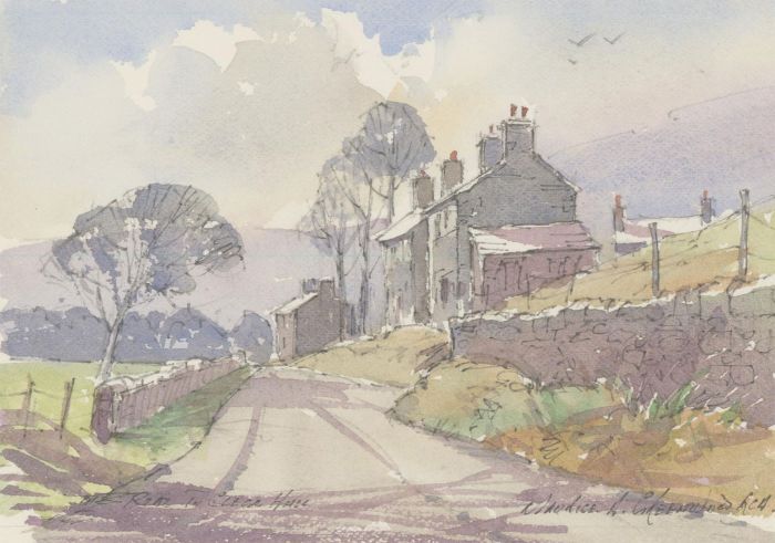 Maurice A. Greenwood RCA, ARCA (b. 1930) - Pen & Ink Drawing, Rural Street Scene