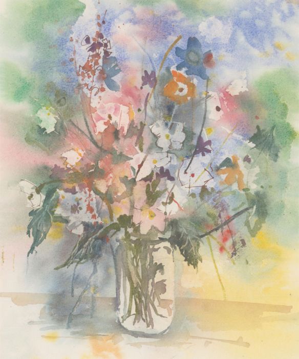 Maurice A. Greenwood RCA, ARCA (b. 1930) - 1987 India Ink, Floral Still Life