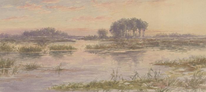 David Charles Read (1790-1851) - 19th Century Watercolour, Floodland Landscape