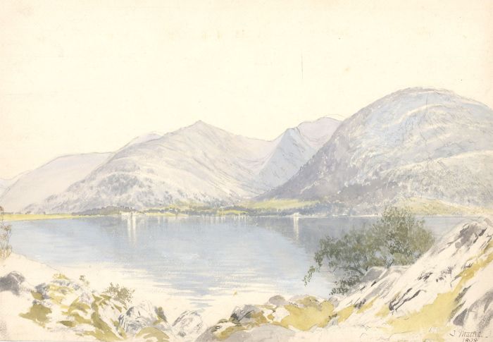 J. Mathui - Two c. 1898 Watercolours, Lake Landscapes