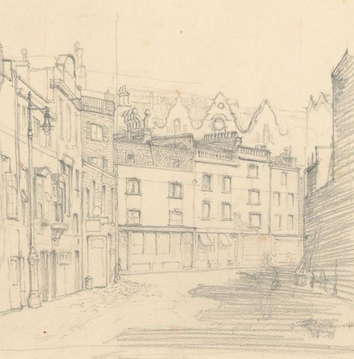 F.L Wilder - c. 1941 Graphite Drawing, French Street Scene