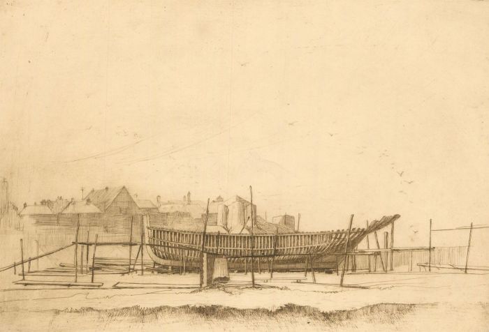 F.L Wilder - A Pair of c. 1941 Etchings, Beach with Ship Hull