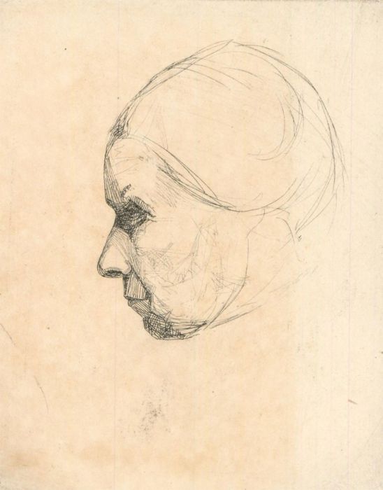 F.L Wilder - c. 1941 Etching & Graphite Drawing, Female Head Studies