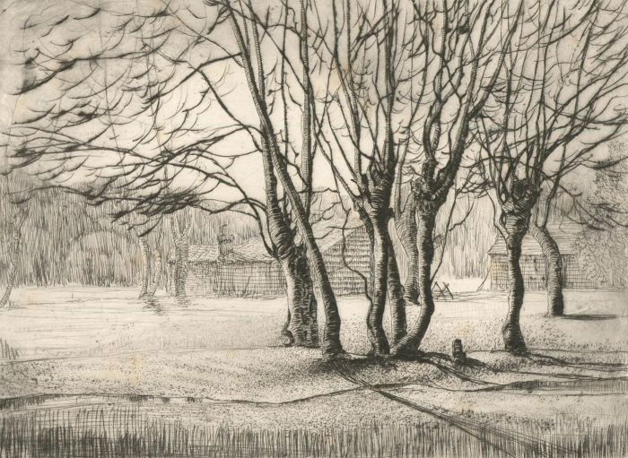 F.L Wilder - A Set of Four c. 1941 Etchings, Studies of Trees