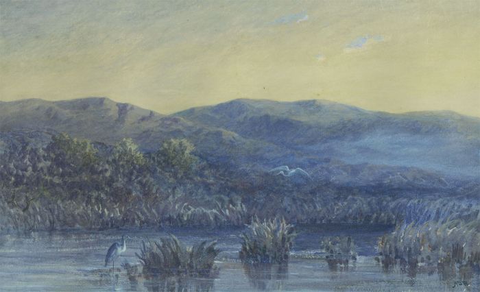 Henry Dawson Barkas (1858-1924) - 19th Century Watercolour, River with Heron