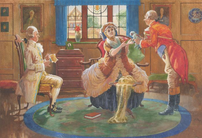 Slosser - Mid 20th Century Gouache, The Suitors