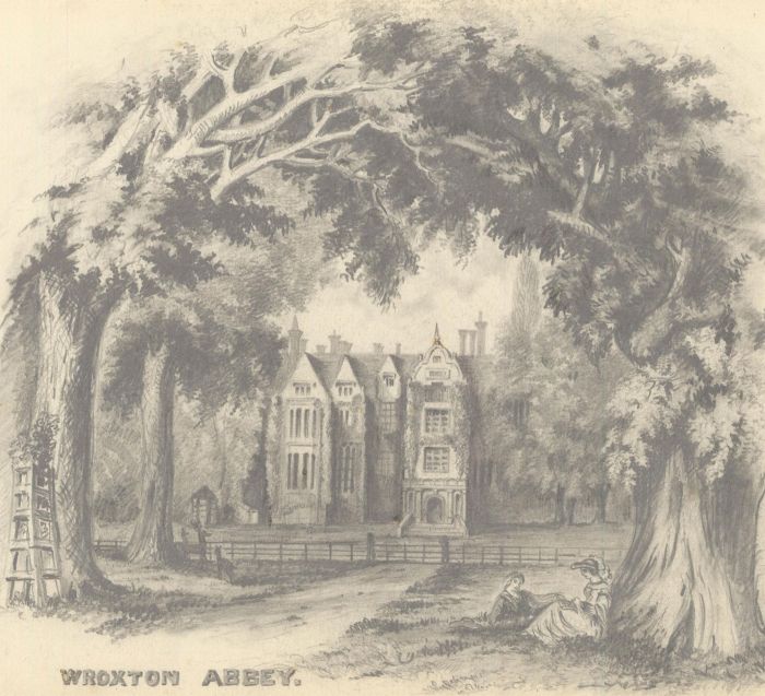 1860 Graphite Drawing - Wroxton Abbey
