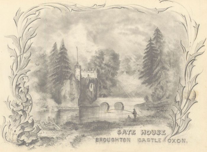 1860 Graphite Drawing - Gate House, Broughton Castle