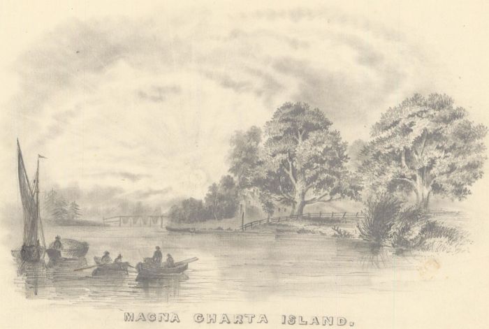 1860 Graphite Drawing - Magna Charta Island
