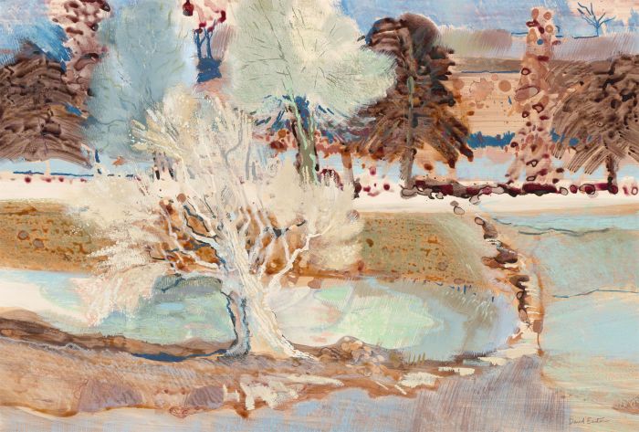 David Easton RI (b. 1935) - Signed Contemporary Mixed Media, Autumnal Landscape