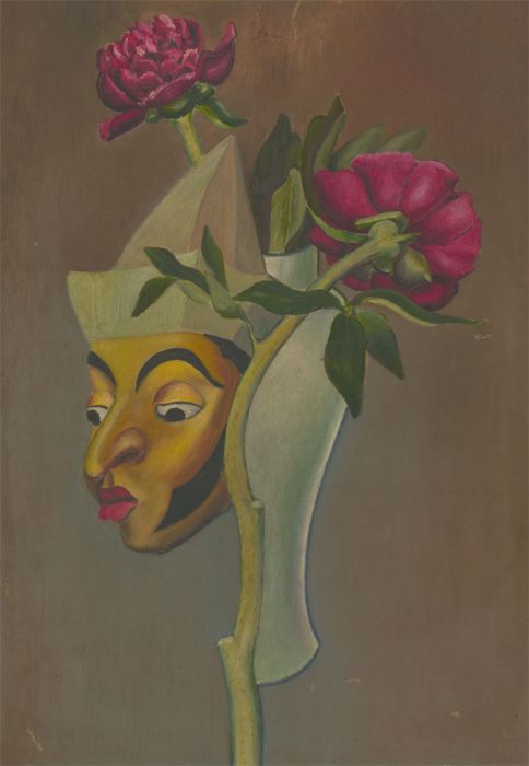 Anthony Brown (1906-1987) - Signed 1929 Oil, Study of a Mask and Roses
