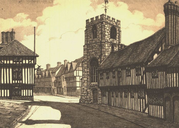 Alice Barnwell (1910-1980) - Signed  Etching, The Grammar School, Stratford