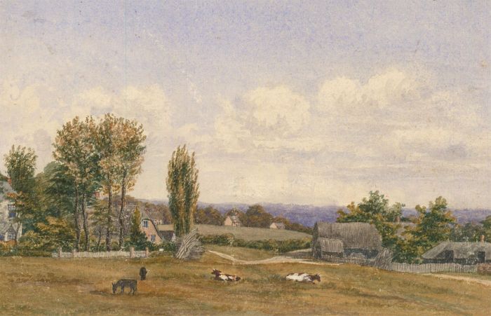 Eliza Westlake - 1859 Watercolour, Cattle at Otterbourne, Hampshire
