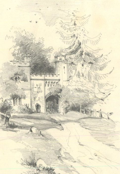 Theodore Waterhouse - 1856 Graphite Drawing, Entrance to Blaise Castle