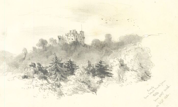 Theodore Waterhouse - Monogrammed 1856 Graphite Drawing, A Castle at Knowle