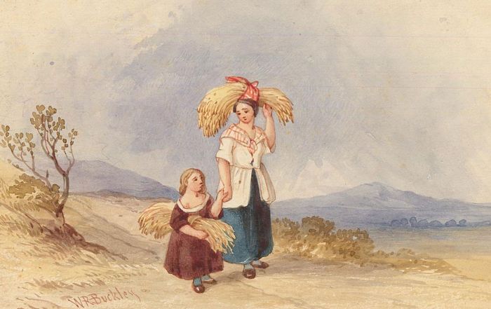 W. R Buckley - Mid 19th Century Watercolour, Peasants in a Landscape