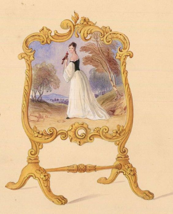 W. R Buckley - Mid 19th Century Watercolour, Lady and Bird in a Mirror