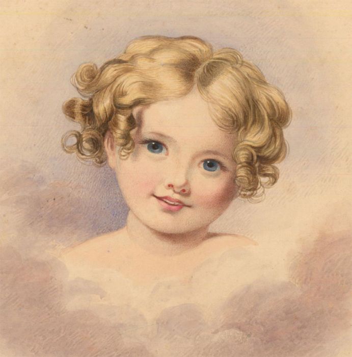 Charles Frederick Buckley (1812-1869) - Watercolour, Portrait of an Infant