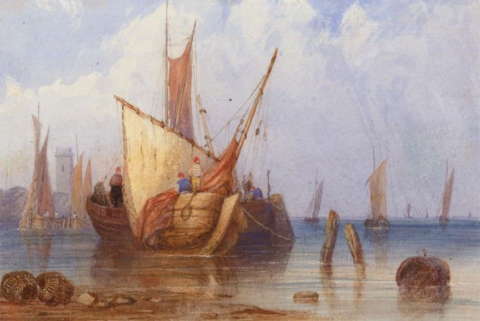 John Edmund Buckley (1820-1884) -Watercolour, Mediterranean Fishermen