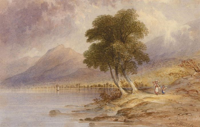 W. R Buckley - Mid 19th Century Watercolour, Alpine Lake Landscape