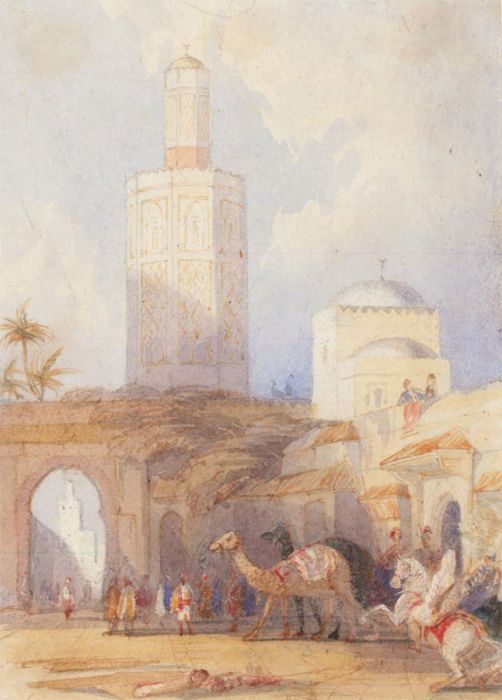 John Edmund Buckley (1820-1884) -Watercolour, Egyptian Street Scene