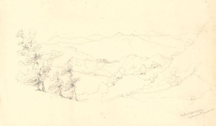 Theodore Waterhouse - Mid 19th Century Graphite Drawing, Tranquil Mountain Range