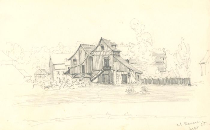 Theodore Waterhouse - 1855 Graphite Drawing, At Rouen