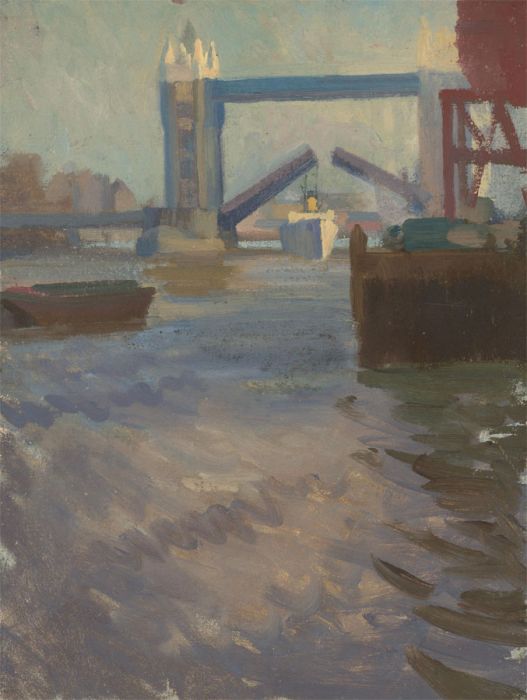 20th Century Oil - View of Tower Bridge from the Thames