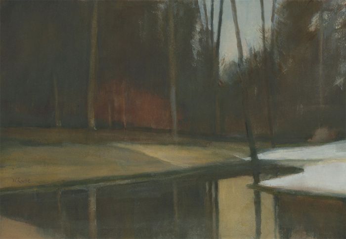 William Eyre (1891-1979) - Signed Watercolour, Forest Pool in Winter