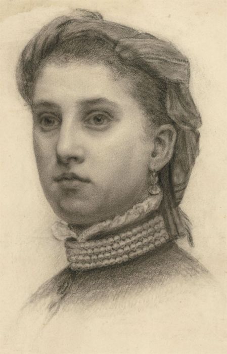 Late 19th Century Charcoal Drawing - Portrait of a Victorian Lady