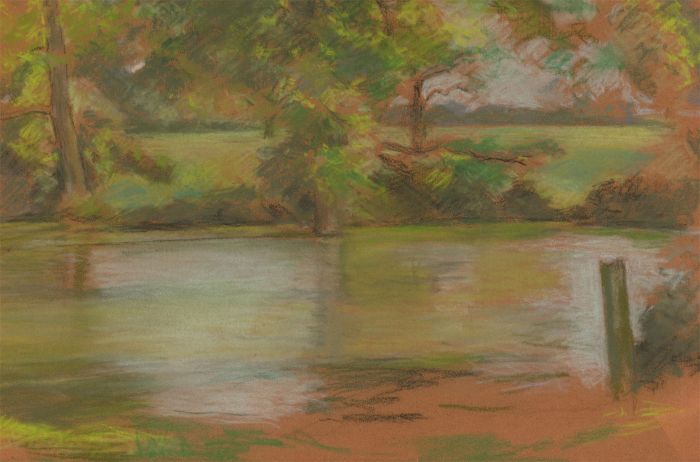 Mid 20th Century Pastel - Impressionistic River Landscapes