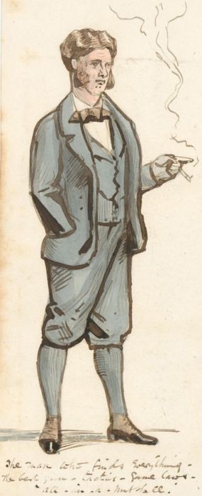 Charles William Cole - 19th Century Pen and Ink drawing, Study of a Gentleman