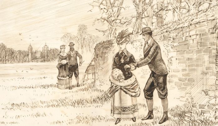 Charles William Cole - Late 19th Century Pen and Ink Drawing, Ward in Chancery