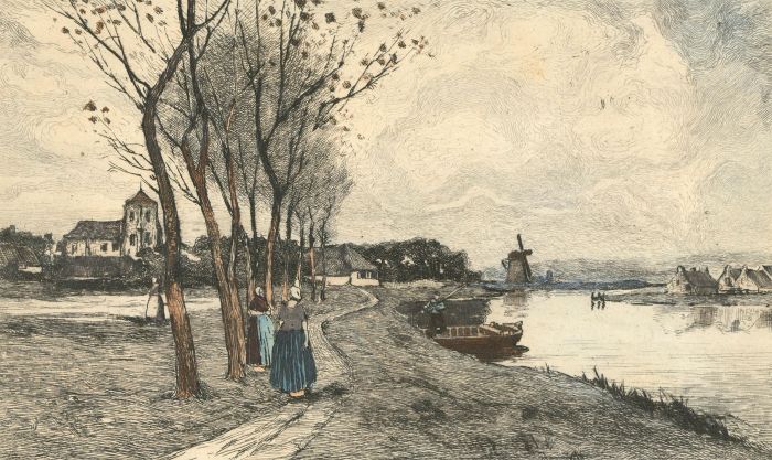 P. Matthes - 19th Century Etching, Paysage en Hollande