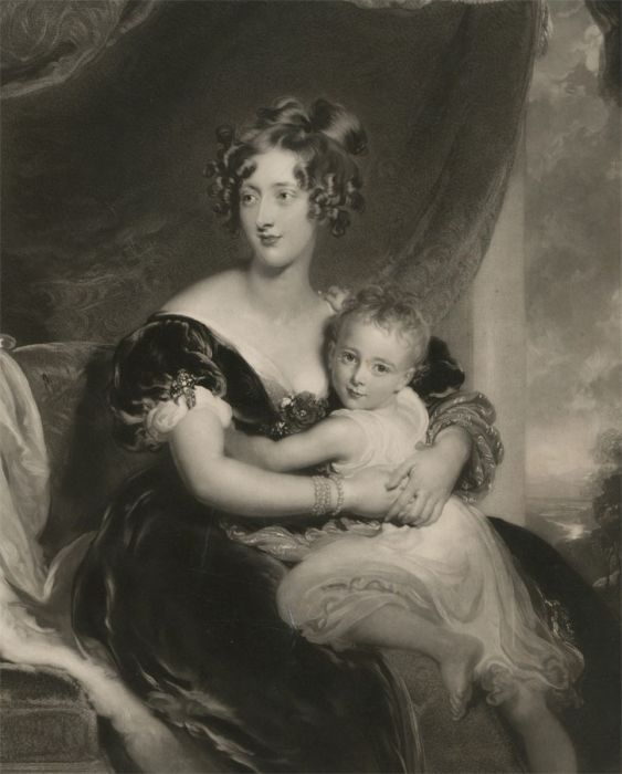 Samuel Cousins after Thomas Lawrence - 1831 Mezzotint, Lady Dover and Son