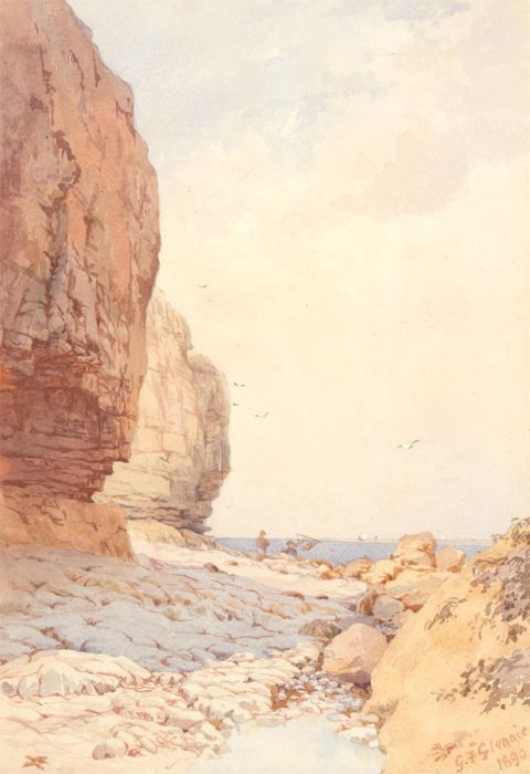 George F. Glennie - 1890 Watercolour, Old Colwyn Beach, Wales