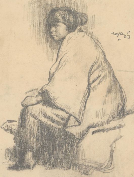 Harold Hope Read (1881-1959) - Signed 1923 Graphite Drawing, Hilda Turned Away