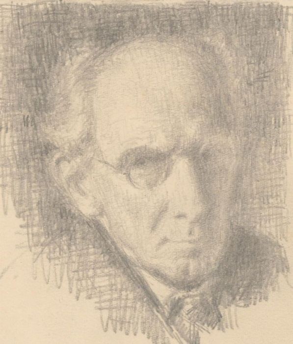 Harold Hope Read (1881-1959) - Miniature Graphite Drawing, Self Portrait