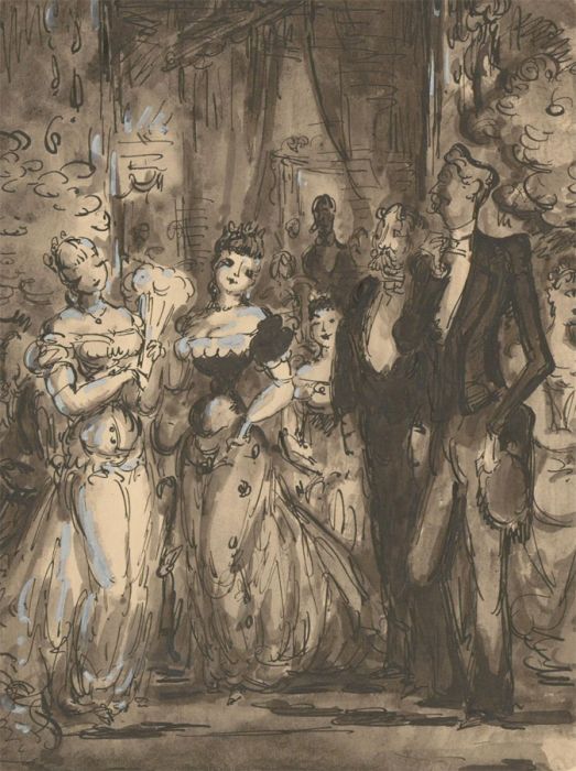 Harold Hope Read (1881-1959) - Pen and Ink Drawing, Elegant Figures at the Dance