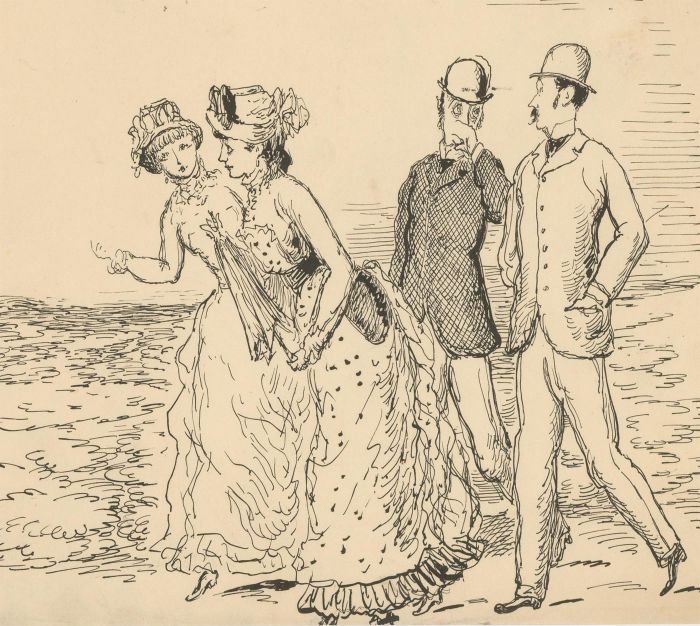 Harold Hope Read (1881-1959) - Pen and Ink Drawing, Young Couples Walking