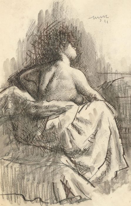Harold Hope Read (1881-1959) - Signed 1911 Pen and Ink Drawing, Sitting Nude