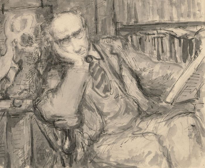 Harold Hope Read (1881-1959) - Watercolour, Self Portrait in Monochrome