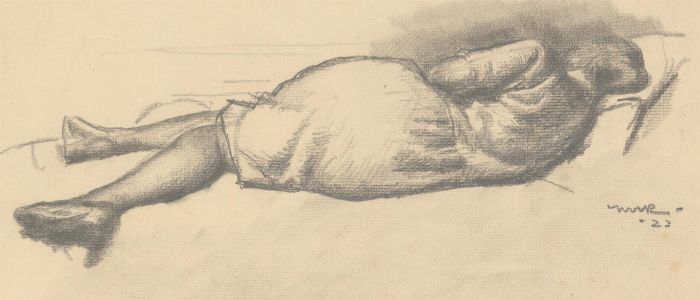 Harold Hope Read (1881-1959) - Signed 1923 Graphite Drawing, Hilda Lying on Bed