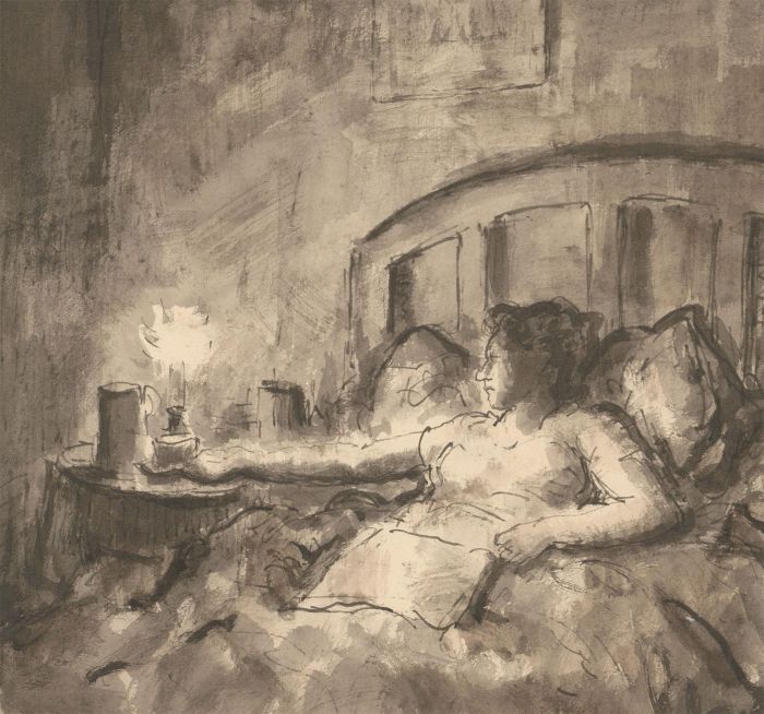 Harold Hope Read (1881-1959) - Pen and Ink Drawing, Hilda by Candlelight