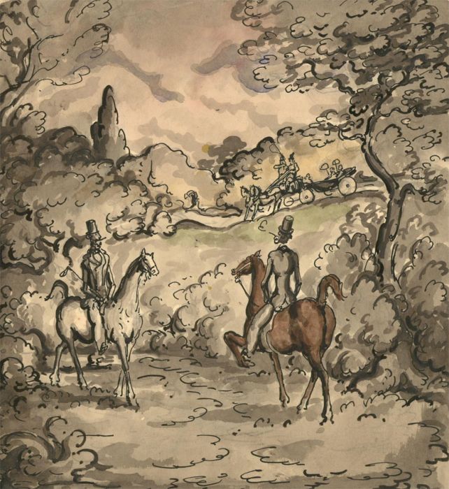 Harold Hope Read (1881-1959) - Pen and Ink Drawing, Horse Riding in the Park