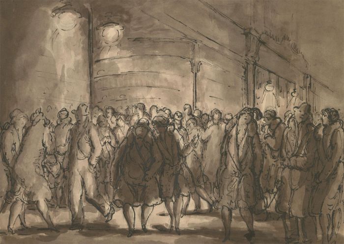 Harold Hope Read (1881-1959) -  Pen and Ink Drawing, Busy London Street Scene