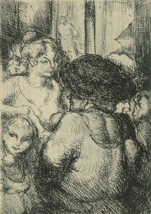 Harold Hope Read (1881-1959) - Miniature Etching, Women in an Interior